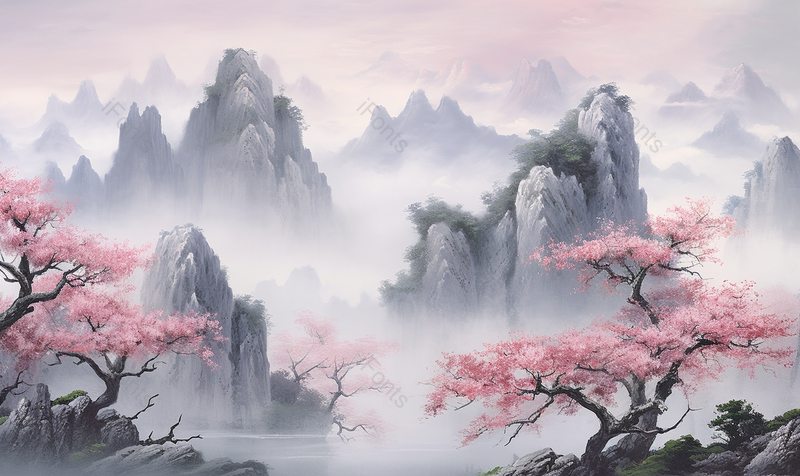 手绘中国风小清新水彩风格山水风景插画,插画/手绘图,插画/手绘图库,插画/手绘图下载,插画/手绘